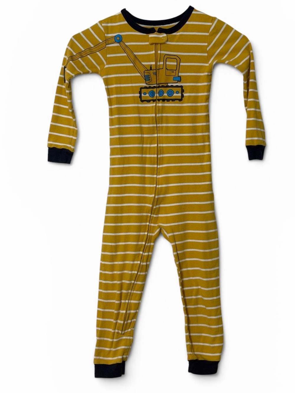 Carter's Mustard Yellow Striped One-Piece with Excavator